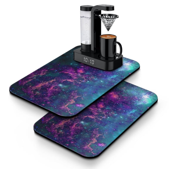 Moon Dish Drying Mat, Spacecraft Star Constellation Absorbent Kitchen Mat, Galaxy Design