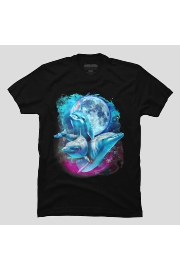 Moon Dolphin Funny 3 Dolphin Fish, H12590 Unisex T-Shirt, Up to 5XL Available