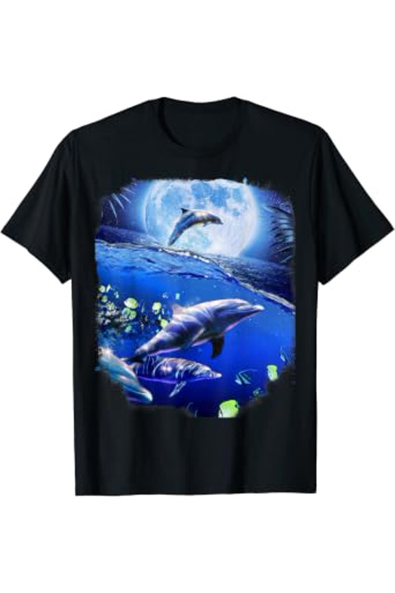 Moon Dolphin Space Dolphins T-Shirt