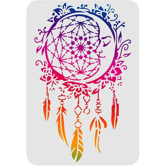 Moon Dreamcatchers Drawing Painting Stencils Templates 11.6x8.3inch Plastic Stencils Decoration Rectangle Stencils for Painting on Wood Floor Wall and Fabric Mixed Color