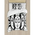 thumbnail image 1 of Moon Duvet Cover Set Twin Size, Monochrome Sun and Moon Pattern Oriental Image Asian Culture Inspired Design Print, Decorative 2 Piece Bedding Set with 1 Pillow Sham, Black White, by Ambesonne, 1 of 3