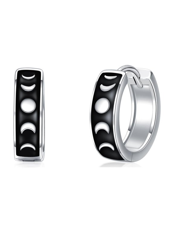 Moon Earrings Sterling Silver Crescent Moon Hoop Huggie Earrings Jewelry Gifts for Women Men