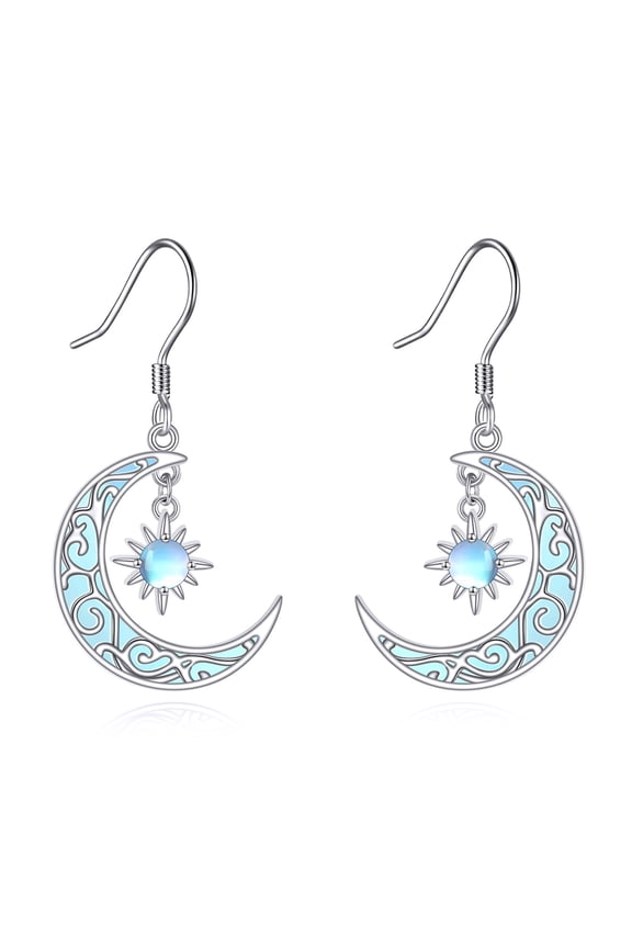 Moon Earrings Sterling Silver Sun Dangle Luna Jewelry Gifts for Women