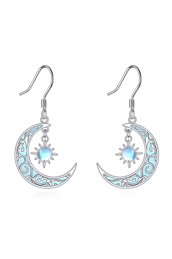 Moon Earrings Sterling Silver Sun Dangle Luna Jewelry Gifts for Women