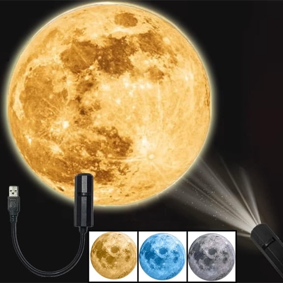 Moon Earth Venus Lamp Projector Night Light, 360 Moon Projection Light USB Star Night Light Charging Lighting with 3 Modes,Romantic Atmosphere Lamp for Selfie Backgroun Bedroom Decor