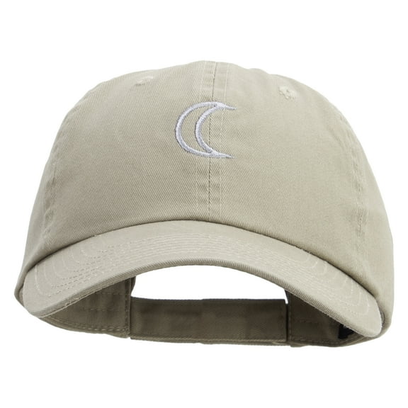 Moon Embroidered Low Profile Dyed Cotton Twill Cap - Khaki OSFM