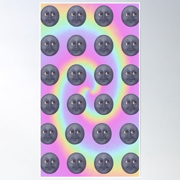 Moon Emoji Pattern 3 Poster Wall Art, Modern Wall Decor, 12x18 UNFRAMED