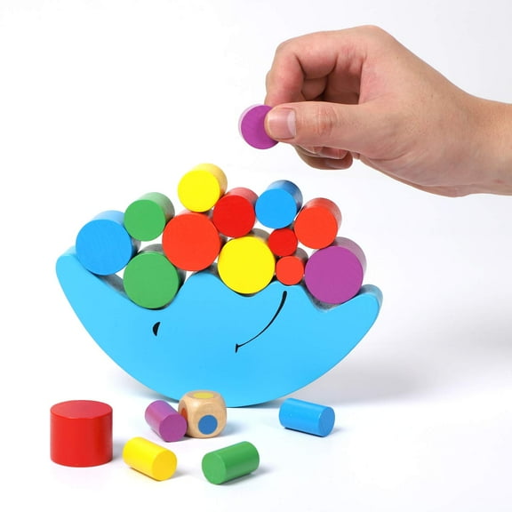 Moon Equilibrium Game Wooden Stacking Blocks Balancing Game Sorting Toy Building Early Brain Development for Kids