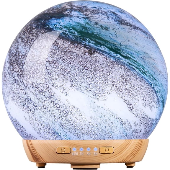 Moon Essential Oil Diffuser, Glass Cool Mist Humidifier with 4 Timer,7 LED Colors and Waterless Auto Shut-Off Settings for Baby Home Office (250ml)