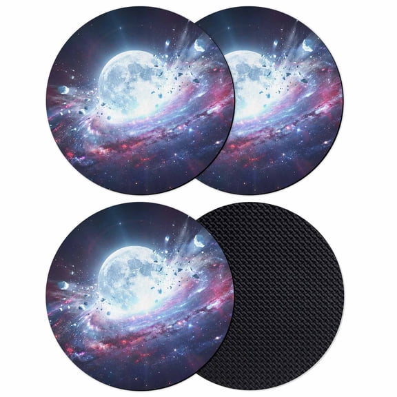Moon Explosion Coasters Set of 4, Absorbent Coasters for Drinks, Modern Abstract Art Galaxy Universe Coaster for Desk Coffee Table Protection, Home Decor House Warming Gifts 4"