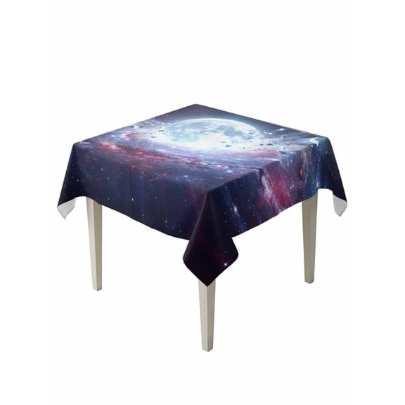 Moon Explosion Table Cloth, Waterproof Tablecloth for Square Tables, Modern Abstract Art Galaxy Universe Reusable Washable Fabric Table Cover for Restaurant Kitchen Dining Tables 54"x54"