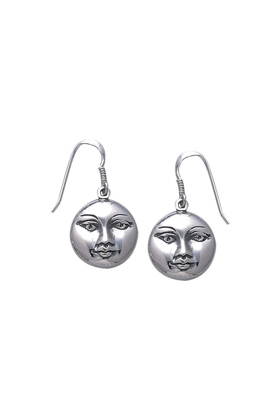 Moon Face 925 Sterling Silver Earrings Lunar Celestial Fine Jewelry