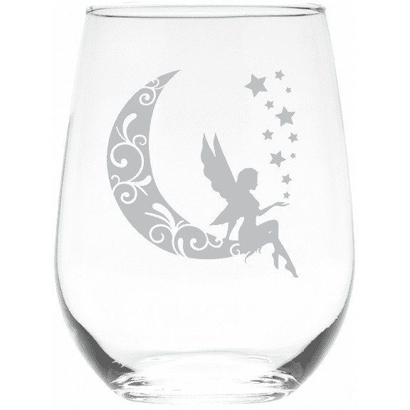 C&M Personal Gifts 17 oz Moon Fairy Stemless Wine Glass