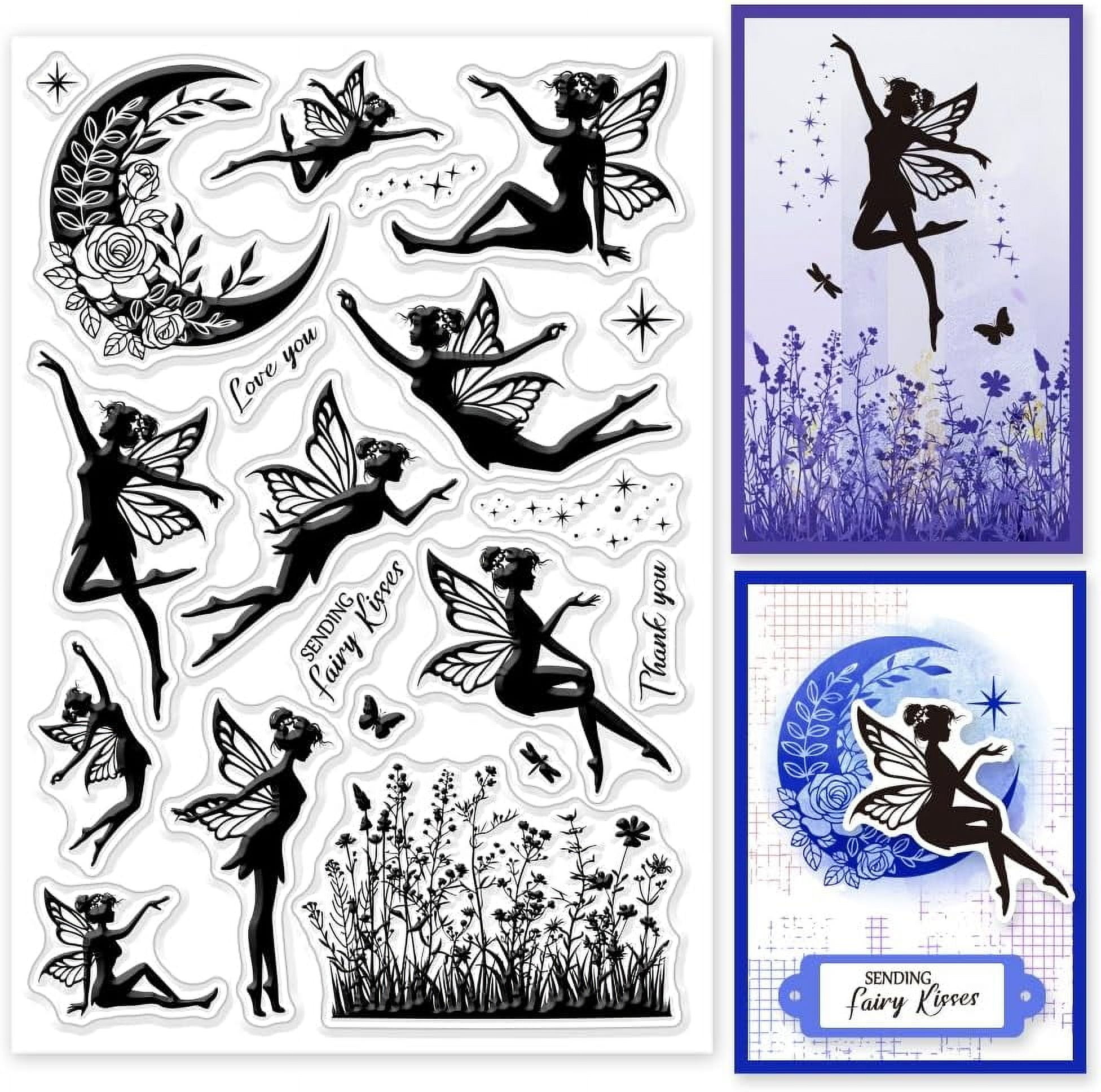 Moon Fairy Clear Stamp Vintage Wildflower Plants Clear Rubber Stamps ...