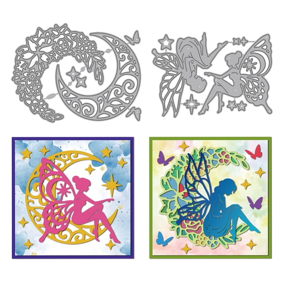 Moon Fairy Metal Cutting Dies Mandala Moon Die Cuts Stencils Starlight Butterfly Flower Embossing Template Dies for Making Scrapbooking Album Decor