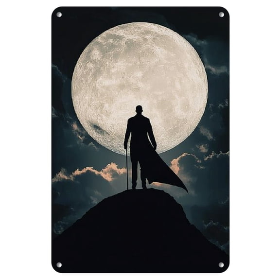 Moon Fight Collection Metal Wall Art by Freak Creator - 8x12" Iron Painting for Bars, Cafes, Offices & Home Decor, Perfect for Room Decor