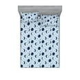 thumbnail image 1 of Moon Fitted Sheet & Pillow Sham Set, Grunge Night Time Stars with Full and Crescent Shape Lunar Phases Pattern, Decorative Printed 3 Piece Bedding Decor, Full, Soft Blue Night Blue, by Ambesonne, 1 of 2
