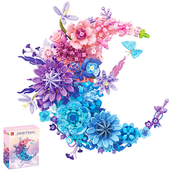 Moon Flower Building Set Botanical Collection Blossom for for Adults Blooming Roses DIY Model for Wall Decor Valentine's Day Flower Gift Anniversary Gift -934pcs
