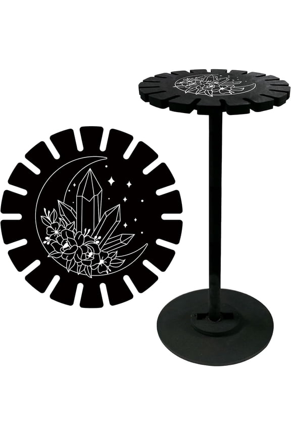 Moon Flower Pendulum Shelf Pendant Display Holder Stand Black Magic Boho Wooden Dowsing Divination Metaphysical Boards Witchy Stuff for DIY Home Hanging Stone Essential Oil Decor