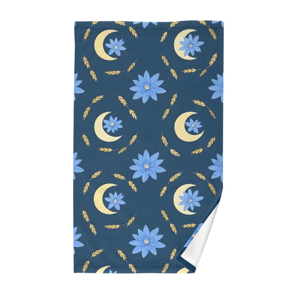 Moon Flower Wheat Pattern Bath Towel 100% Cotton Soft Thick High Absorbency Hand Face Towel Single Pack 16x28in
