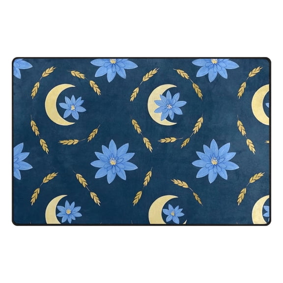 Moon Flower Wheat Pattern Memory Foam Area Rug 31"x20" Non Slip, Absorbent, Fade Proof for Living Room, Bedroom, Office