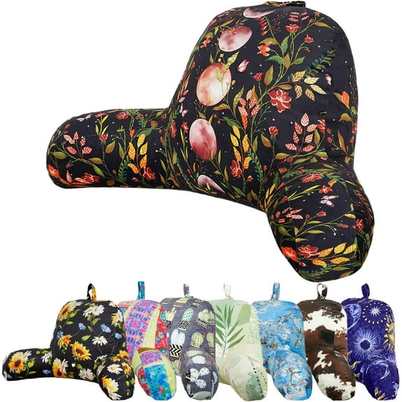 Moon and Flowers Reading Pillow, Back Support Rest Pillow for Adult, Backrest Pillows with Arms for Sitting in Bed Reading, Working, Playing Games, Watching TV