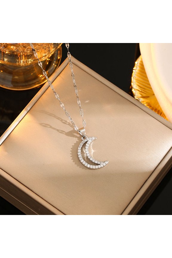 Full Diamond 18K Gold Plated Titanium Steel Necklace - Fade-Resistant Minimalist Clavicle Chain, Perfect Gift for Couples
