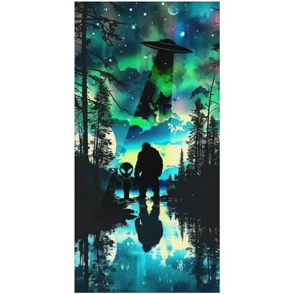 Moon Funny Bigfoot Alien Beach Towel Bath Towels Beach Blanket Quick Dry Cool Shower Pool Home 71x36IN