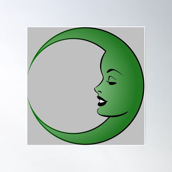 Moon Gal - Green Phase Poster Wall Art, Modern Wall Decor, 24x24 UNFRAMED
