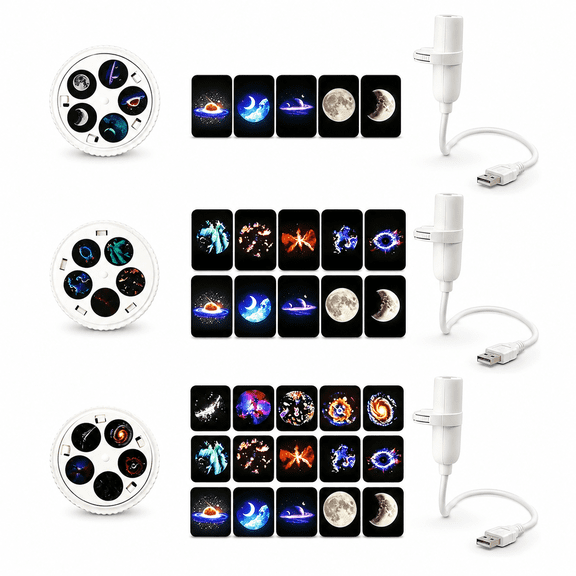 Moon Galaxy Night Light Projector, 5 Films Version, USB Starry Sky Lamp with 360° Flexible Gooseneck, Galaxy Planet Moon Nebula Projector Night Light for Bedroom Kids Room Home Decor