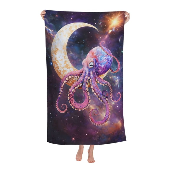 Moon Galaxy Oceanic Octopus Bath Towel Soft and Highly Absorbent for Adults