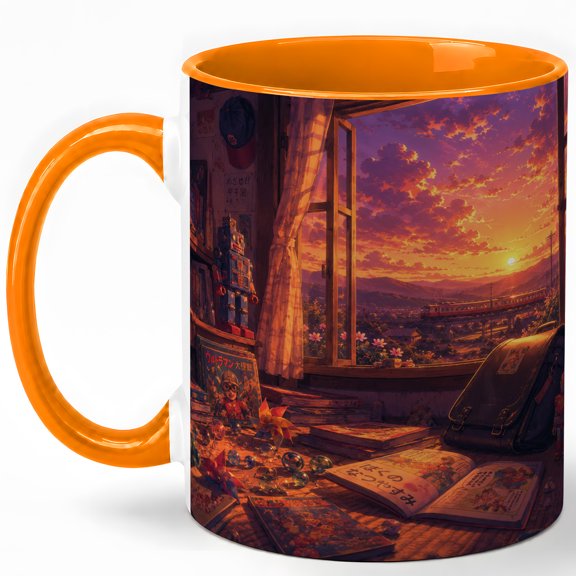 Moon Garden Fantasy 11oz Ceramic Mug, Floral Night Sky Dreamscape Coffee Cup