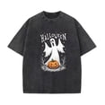 thumbnail image 1 of Moon Ghosts Carved Pumpkin Collection T Shirt Washed Vintage Graphic Tees Comfort Tops Black S-2XL Plus Size, 1 of 5