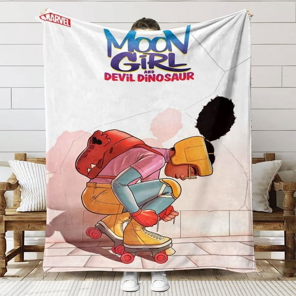 Moon Girl and Devil Dinosaur Throw Blanket Gifts for Fans Lover Girls Boys Women Present Hoodie Him Bed 50"x60"