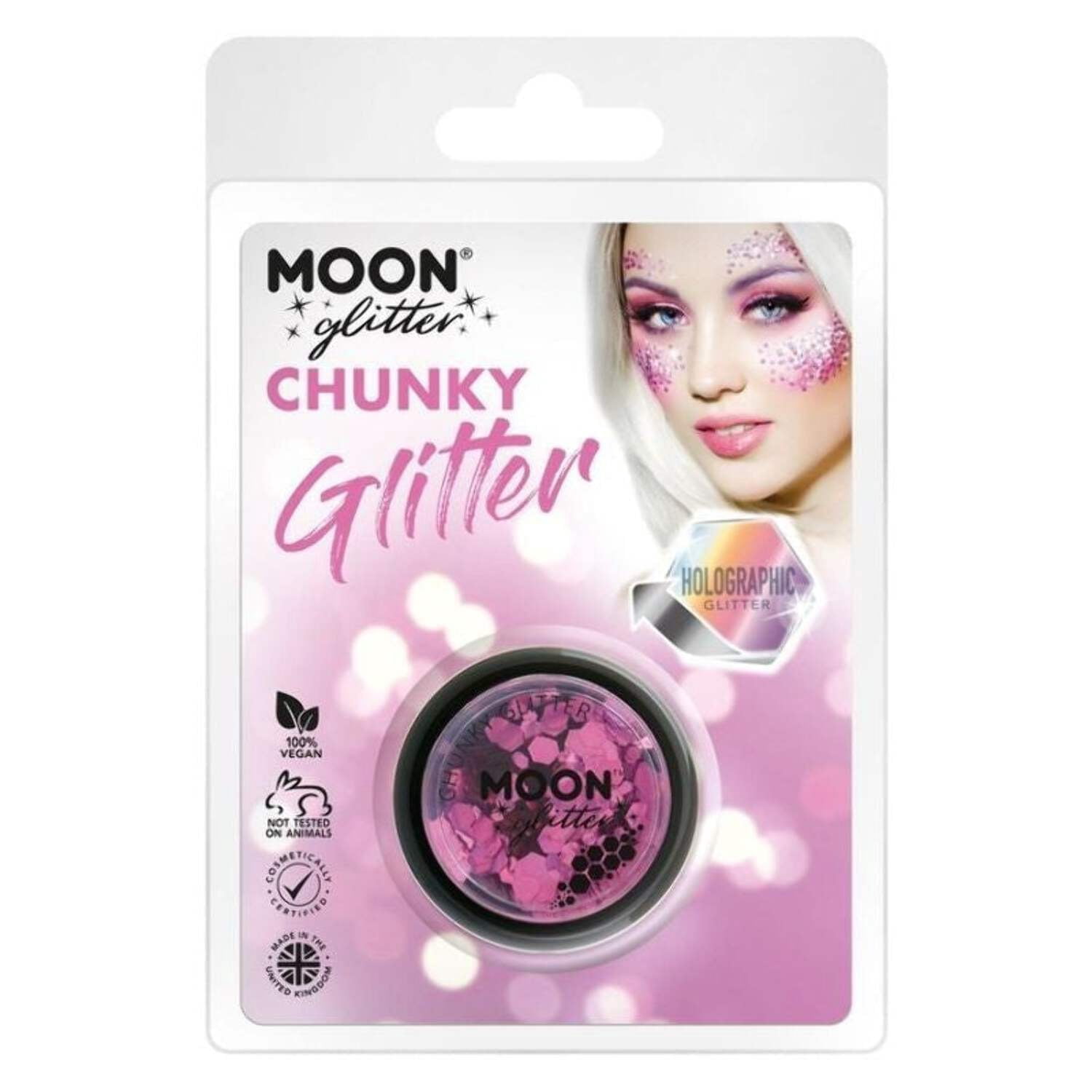 Moon Glitter Holographic Chunky Clamshell 3g Costume Make Up
