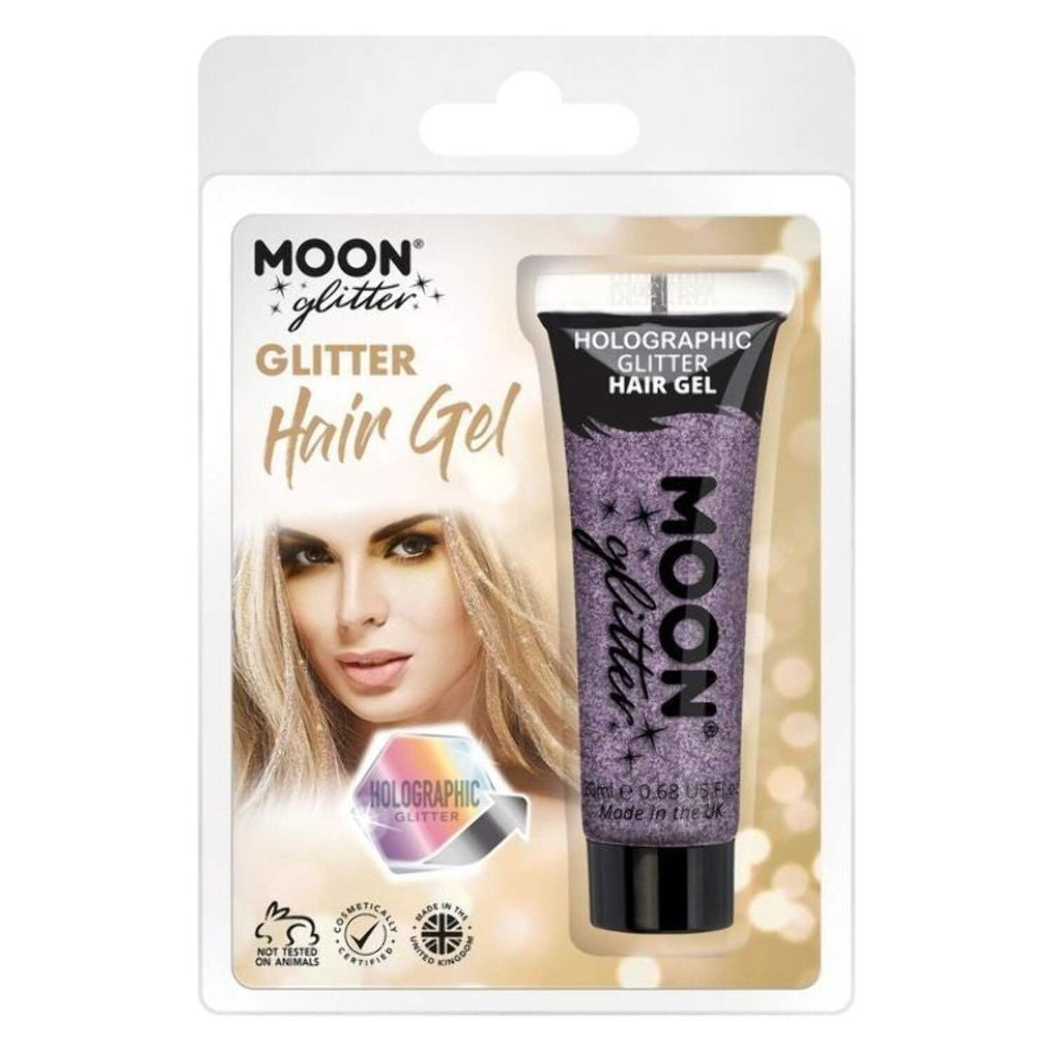 Moon Glitter Holographic Hair Gel Clamshell, 20ml Costume Make Up Moon Glitter Holographic Hair Gel Clamshell, 20ml Costume Make Up