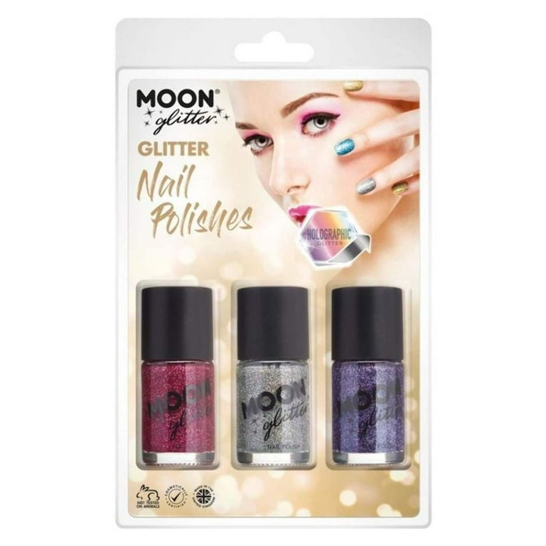Moon Glitter Holographic Nail Polish Single, 14ml Costume Make Up Moon Glitter Holographic Nail Polish Single, 14ml Costume Make Up