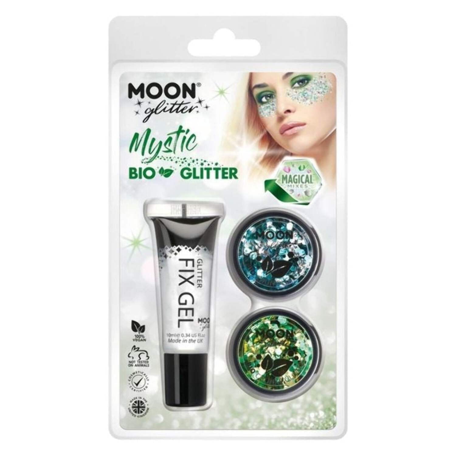 Moon Glitter Mystic Bio Chunky Mixed Colours Clamshell, 3g Costume Make Up Moon Glitter Mystic Bio Chunky Mixed Colours Clamshell, 3g Costume Make Up