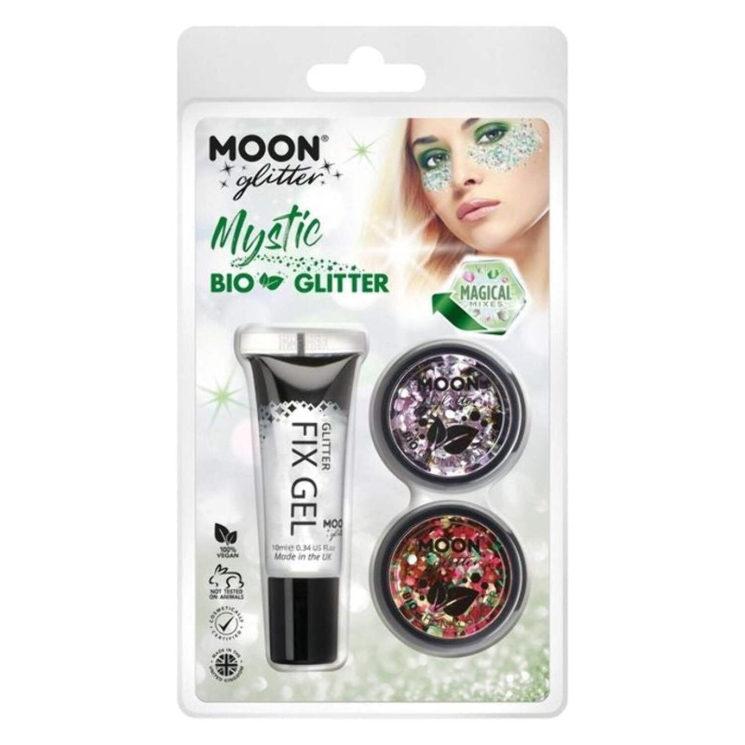 Moon Glitter Mystic Bio Chunky Mixed Colours Clamshell, 3g Costume Make Up Moon Glitter Mystic Bio Chunky Mixed Colours Clamshell, 3g Costume Make Up