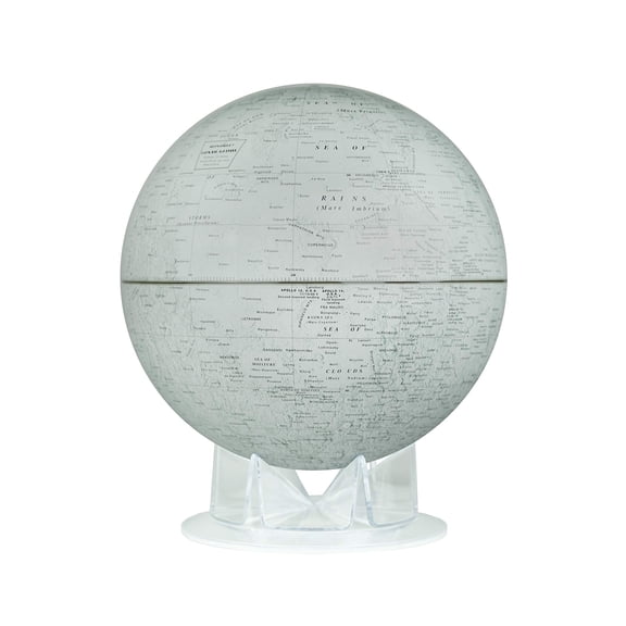 Moon Globe 12-Inch - High-Precision Lunar Surface Model, 360 Rotating with Transparent Stand, Perfect for Home Decor & Education
