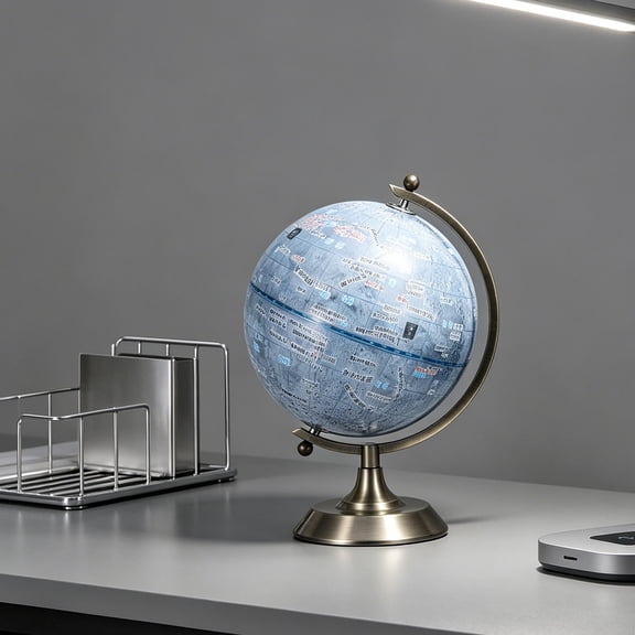 Moon Globe Decor with Precision Lunar Terrain for Study Room and Office Display