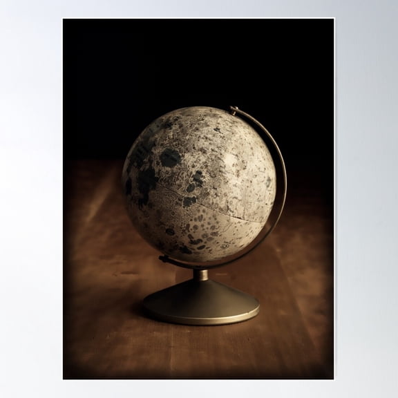 Moon Globe Still Life Poster Wall Art, Modern Wall Decor For Living Room Bedroom, 8x12 UNFRAMED
