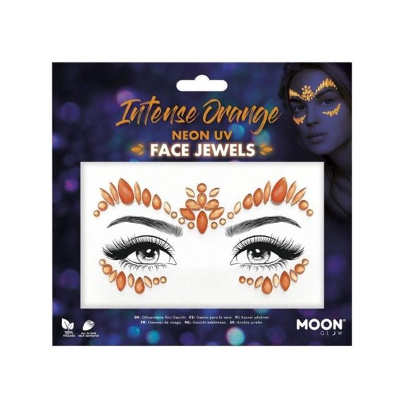 Moon Glow Face Jewels Intense Orange Creations Costume Accessories One Size Unisex Adult Neon Fancy Dress Party Book Week Halloween