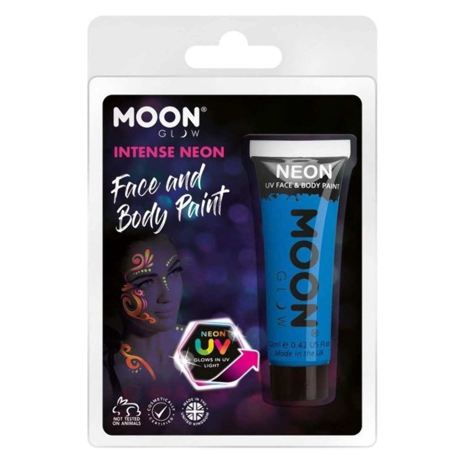 Moon Glow Intense Neon UV Face Paint Clamshell, With Brush Applicator, 15ml Costume Make Up Moon Glow Intense Neon UV Face Paint Clamshell, With Brush Applicator, 15ml Costume Make Up