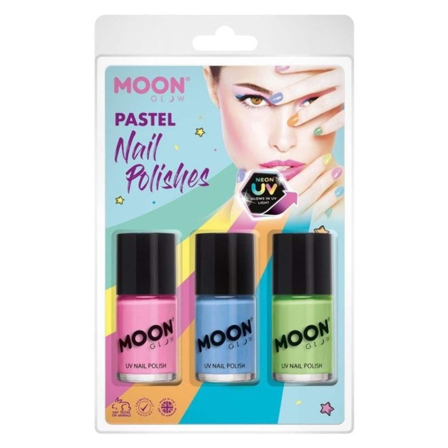 Moon Glow Pastel Neon UV Nail Polish 3 Colour Pack Costume Make Up Moon Glow Pastel Neon UV Nail Polish 3 Colour Pack Costume Make Up