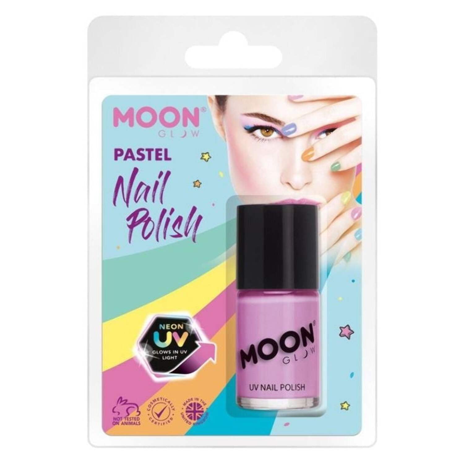 Moon Glow Pastel Neon UV Nail Polish Clamshell, 14ml Costume Make Up