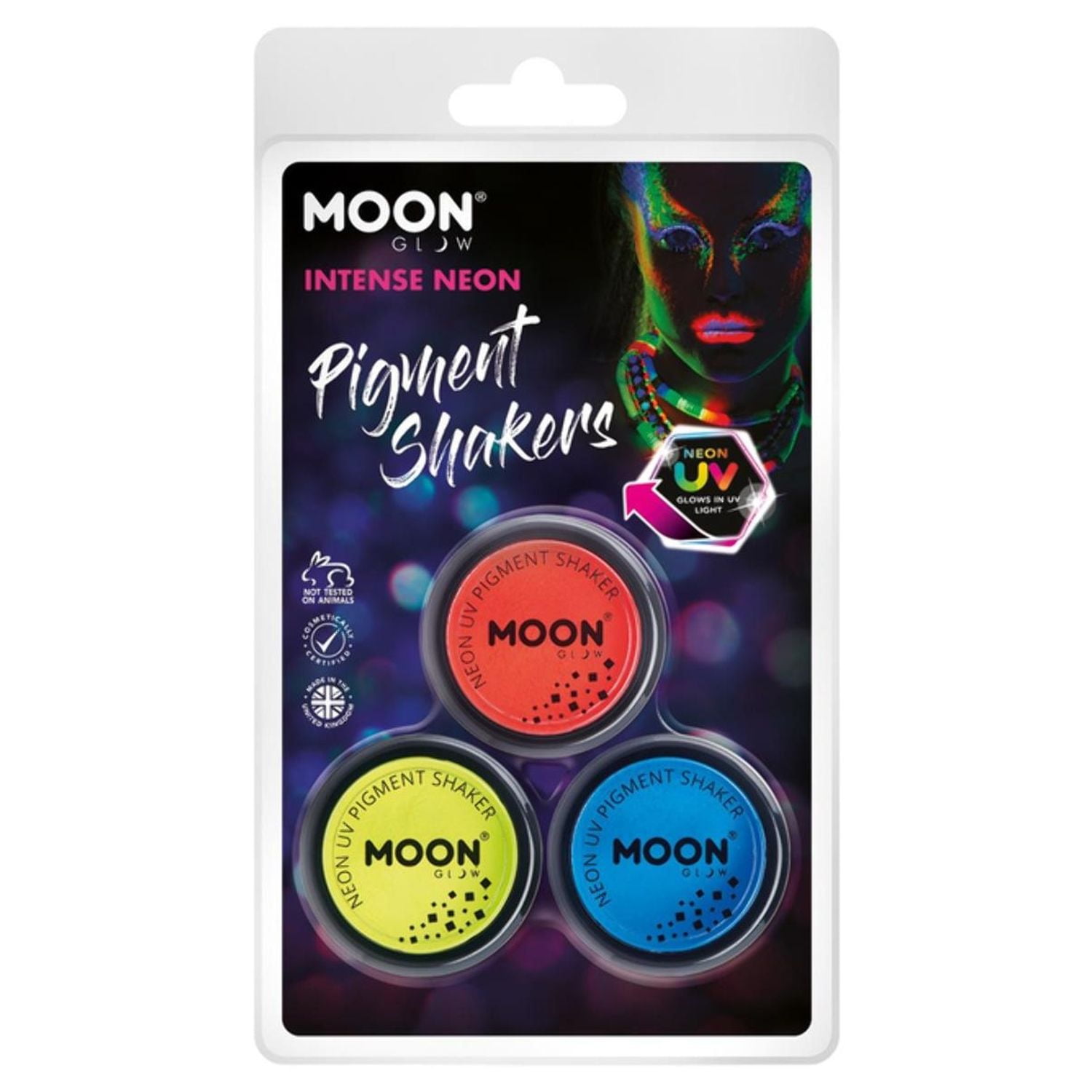 Moon Glitter Classic Fine Shakers Clamshell, 5g - Fix Gel. 3 Colour Set Costume Make Up Moon Glitter Classic Fine Shakers Clamshell, 5g - Fix Gel. 3 Colour Set Costume Make Up