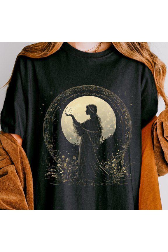 Moon Goddess Celestial Tshirt Divine Feminine Goddess Shirt Witchy Clothing Spiritual Natu