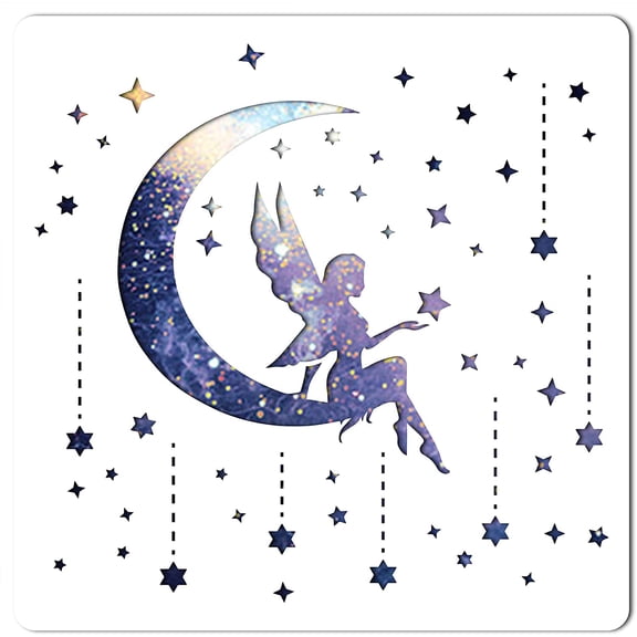 Moon Goddess Logo Stencil Reusable Star Wall Painting Template Large 11.8x11.8 Inch DIY Home Signs for Painting DIY