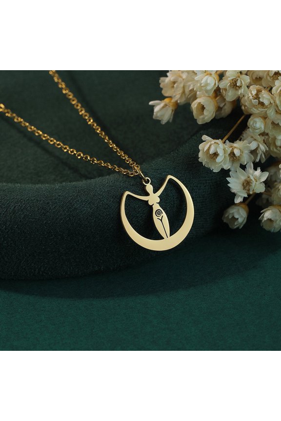 Moon Goddess Pendant Stainless Steel Necklace for Men Women Couples Friends Retro Talisman Jewelry